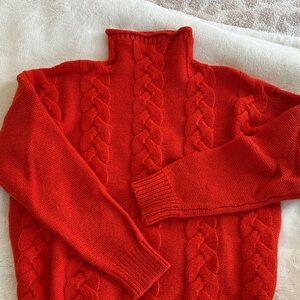 Madewell Red/Orange Cable Knit Sweater